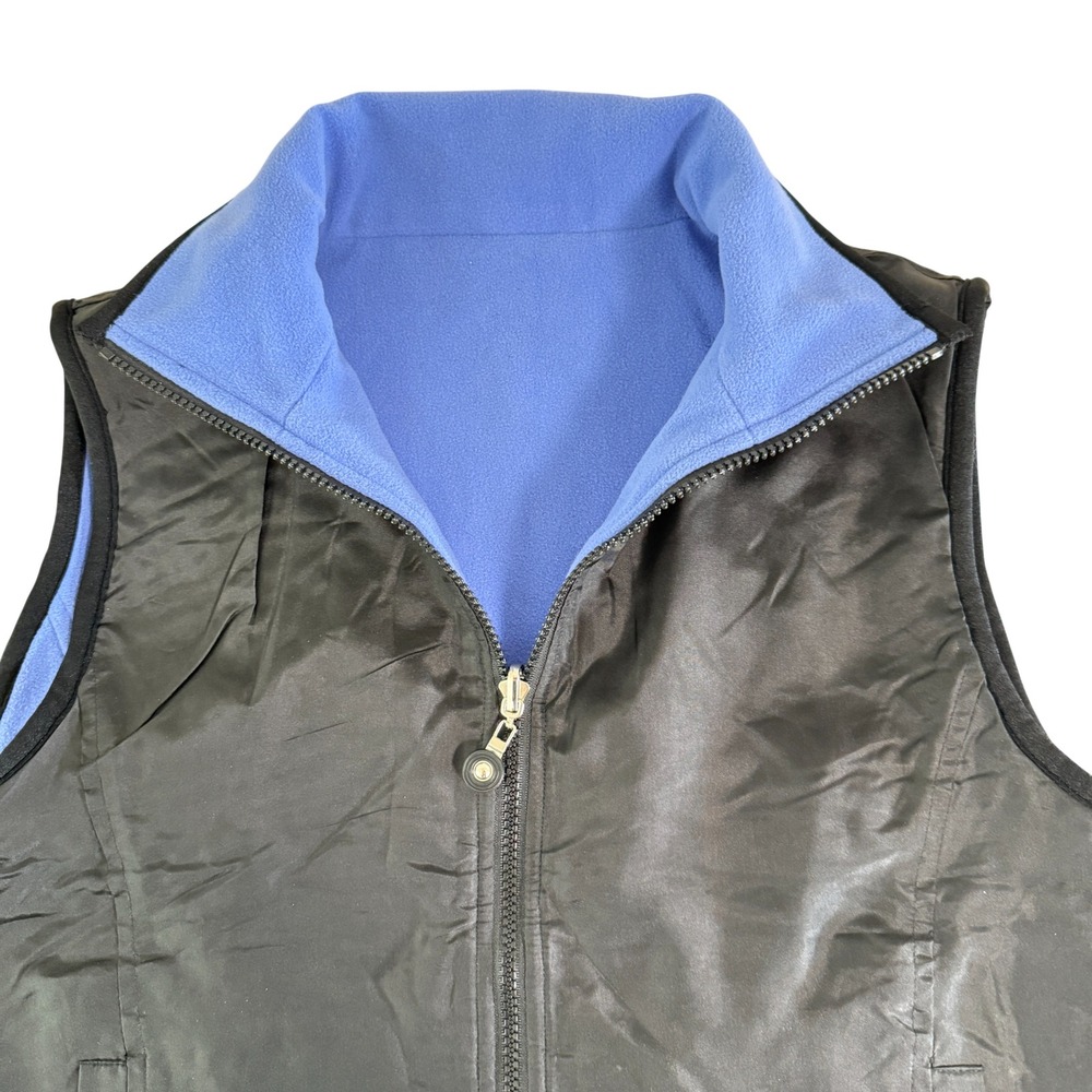 COACO NEW YORK Reversible Fleece & Silk Vest Womens Size S Blue Black - Picture 4 of 5